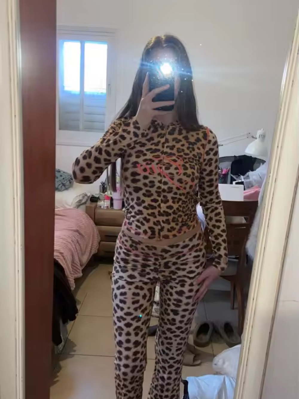 Leopard Print Women’s Pajama Set - Long Sleeve Top & Pants